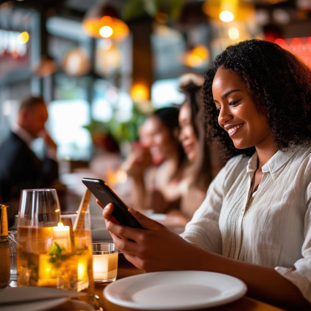 guests ordering through phone in a restaurant guests ordering through phone in a restaurant